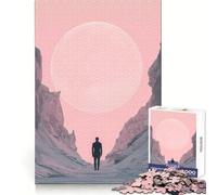 Figura Solitaria bajo una Luna Gigante Rompecabezas de 1000 Piezas para Adultos Juego Mental Juguete Relajante y Divertido Pieza de colección de Arte con Corte preciso (50x75cm)