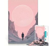 Figura Solitaria bajo una Luna Gigante Rompecabezas para Adultos de 1000 Piezas Juguete de lógica Mental Diversión Relajante Corte Firme Sorpresa cálida (38x26cm)
