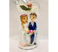 Figura Tarta GRABADA Muñecos Boda novios corazón personalizada con nombres y fecha para pastel