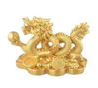 Figura tradicional de resina de dragón chino para arreglos de Feng Shui en dormitorio, sala de estar o espacio de oficina para apoyar la abundancia y la armonía (dorado)