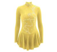 Figura Vestido De Patinaje De Las Mujeres Patinaje Sobre Vestido De Terciopelo Amarillo Formación De Las Niñas De Manga Larga De La Competencia Del Desgaste Del Patinaje Transpirable(XXS)