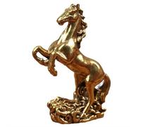 Figura vintage de caballo de latón antiguo, estatua de caballo del zodiaco del año chino Feng Shui 2026, miniatura equina de cola larga de latón macizo de 2.05 pulgadas para riqueza y éxito en el