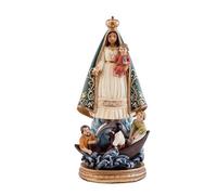 Figura Virgen Caridad del Cobre Patrona de Cuba y Protectora de los Hogares de Resina Pintada a Mano 15x17x30 cm