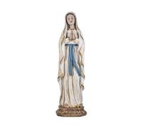 Figura Virgen de Lourdes patrona de los Enfermos Resina Pintada a Mano Estilo Repujado de 31 cm