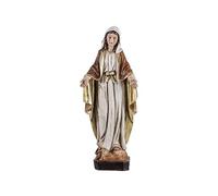 Figura Virgen Milagrosa patrona de los Milagros y Proteccion Divina de Resina Pintada a Mano Estilo Madera Clara 20 cm