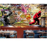 Figuras Abstractas De Grafitis Dibujadas A Mano Música 3D Papel Pintado Pared Fácil Instalación Oficina Sala Estar Sofá Dormitorio TV Fondos Decoración-430cm×300cm