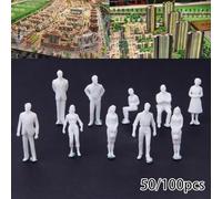 Figuras blancas en miniatura a escala 1 75 para decoración de paisajes y escenas, paquete de 50/100 (50 piezas)