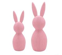 Figuras Conejo para pascua 3D 2 Unidades 11cm 16cm Figuras Conejo(pink) | 3D rayado, 2 unidades, para ideal mesas, estanterías, centros de para mesa festivos