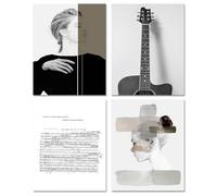 Figuras creativas modernas y artísticas para pared, 20.3 x 25.4 cm, juego de 4 pósteres minimalistas de guitarra y Chopin para decoración del hogar
