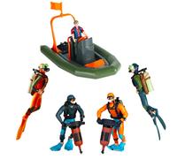 Figuras de acci n de nadadores submarinos de Hiawbon People Models, figuras de buzos realistas, modelo de lancha r pida de pl stico, juego de 6