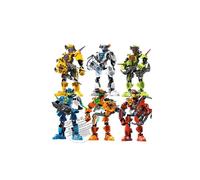 Figuras de acción de anime de Bionicle Warriors con máscara dorada y bloques de construcción