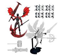 Figuras de acción genéricas - 2 juegos de robot premontados con alas - Impreso en 3D con articulaciones móviles para decoración de oficina | para coleccionistas, exposición en el salón o en el