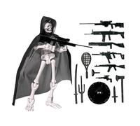 Figuras de acción genéricas multiarticulaciones, figura de acción del cráneo - Modelo esqueleto con sombrero y abrigo - Figuras posables con conjunto de herramientas de batalla para mesa de comedor