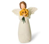 Figuras de ángel de la guarda, regalos de ángeles de girasol para mujeres, figura de ángel de girasol, decoración del hogar, estatua de ángel curativo pintada, con flores, regalos de ángel para