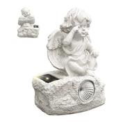 Figuras de ángel de resina con iluminación ambiental LED | Figura pequeña de ángel para decoración de jardín, patio, porche, camino, césped, paisaje, cementerio, mujeres, mamá