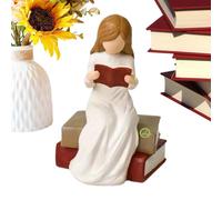 Figuras de ángel | Escultura de libro de lectura para la decoración del hogar | Figura de pensador de lectura | Regalo de cumpleaños para mujeres Maestros Graduados para Estantería Mesita de Noche