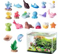Figuras de animales marinos | Juego de 21 animales acuáticos - Figuras de resina de vida marina realistas de colores detallados a granel para decoraciones de pasteles