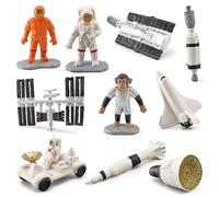 Figuras De Astronauta Pace - Juego De Modelos En Miniatura De PVC, Cohete Saturno Transbordador Espacial Sputnik Moon Rover Telescopio Chimpancé Ropa De Astronauta | Juguete Educativo Coleccionable Pa
