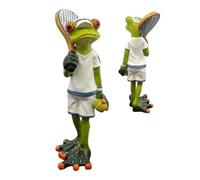Figuras de atleta de tenis de rana, estatua de rana de resina hecha a mano - Decoración de rana de tenis de simulación - Adorno de rana agrícola de resina para exteriores, para balcón, jardín, barcos,