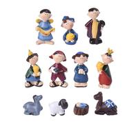 Figuras de belén - 11 piezas de resina de belén decoración | Decoración de escena interior | Mini figuras de decoración de juguetes de familia cristiana mesa pueblo patio árbol al aire libre amigos