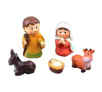 Figuras de belén de Navidad, juego de 5 pequeños adornos de la Sagrada Familia para decoración de repisas y repisas