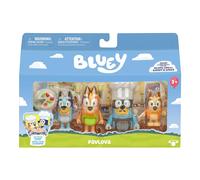 Bluey Es la Hora de la Tarta paulova con el Pack de 4 Figuras «Tarta paulova, Incluye, Bingo, Bandit con Gorro de Chef y Chilli, además de 2 Accesorios, 4 Figuras articuladas de 6-7,6 cm