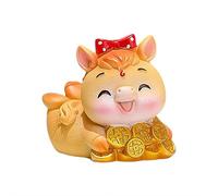 Figuras de caballo chino, 2026 de resina, mini año dorado de la estatua del caballo, Feng Shui Micro Landscape Ornaments, para tablero de salpicadero de coche, oficina, mesa lunar, newyear, zodiac