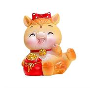 Figuras de caballo chino, 2026 de resina, mini año dorado de la estatua del caballo, Feng Shui Micro Landscape Ornaments, para tablero de salpicadero de coche, oficina, mesa lunar, newyear, zodiac