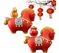 Figuras de Caballo Decoración De Interiores | 2026 Decoración De Arte Chino De Resina - 2 Piezas Figura De Arte Del Año Del Caballo - Para Casa Salón Establo Armario Chimenee Fiesta De Vacaciones
