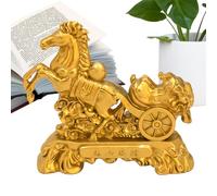 Figuras de caballo pequeño, figura de animal dorado de metal para riqueza, decoración de caballo para el hogar, habitación del hogar, escritorio, estantería, estantería, mesa de coche