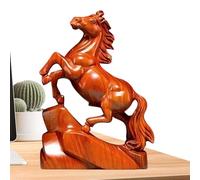 Figuras De Caballos - Escultura de Madera Natural Tallada A Mano, Decoración De Mesa Tradicional, De Arte De Bendición Simbólica Con Grabado De Significado | Figura Dado
