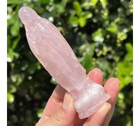 Figuras de Calavera de Cristal de Cuarzo Rosa Natural de 4" de la Virgen María, 1 Pieza