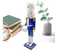 Figuras de Cascanueces - 20 cm de Color y Azul coleccionables navideños, Figuras Tradicionales de Madera de San Valentín, decoración de Hanukkah | Figura de Cascanueces para Armario