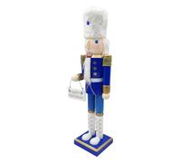 Figuras de Cascanueces de Madera - Coleccionables de Soldado de Hanukkah | Estatua Blanca y Azul para decoración de Navidad, gabinete, Estante, Chimenea, Ventana, mostrador, Mesa | Decoración