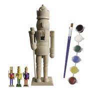 Figuras De Cascanueces De Madera Sin Terminar Para Navidad, Cascanueces Soldado DIY En blancos Para Pintars, Cascanuece Navideños Gigante Con Kit Pintura Y Pincel, Pinta Tus Propios Cascanuece(B)