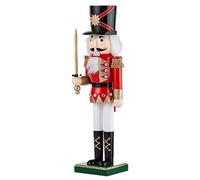 Figuras de cascanueces - Material de madera 38 cm (14,9 pulgadas) de alto, figura de rey tradicional, decoración , peso 500 gramos | de suerte nostálgico para exhibición de estantes