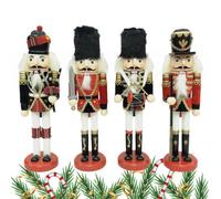 Figuras De Cascanueces Navideños 4 Piezas Con Figuras Decorativas Festivas | Figuritas Cascanueces Decorativas Para Cocina Estilo Granja Oficina Dormitorio Exterior Jardín y Patio Modelo C