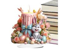 Figuras de conejito de Pascua - Decoraciones de conejitos de Pascua felices de mesa de acrílico 2D, decoración de casa de Pascua en granja de mesa, decoraciones de letreros de primavera