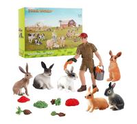 Figuras De Conejitos De Pascua - Juguetes Modelo De Conejo, Pequeñas Estatuas De Liebres | Colección En Miniatura De Animales De Granja Realista, Criatura Decorativa Del Bosque De Vacaciones De Primav