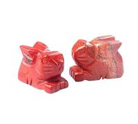 Figuras de conejo de ágata de cristal Natural, decoraciones de conejitos hechas a mano for el hogar y el jardín, 2 uds.(RedJasper)