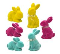 Figuras De Conejo De Pascua Flocadas-2pcs- Estatua De Animales Dôe Påâqùes Fľoqueada | Fìgurines Dë Làpin Pastel Para Centros e Mesa, Perfectas para Pero Las Dė Tàble De Primavera Y Dé