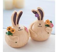 Figuras de Conejo de Resina 2 Unidades para decoración para pascua(1) | Resina duradera, lindo, set de 2 unidades, para ideal para pascua, para decoración interior