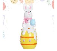 Figuras de conejo de resina, decoraciones de mesa en forma de huevo de conejo | Conejo colorido con estatua de huevo | Divertidas decoraciones de Pascua conejito de mesa, decoraciones para el hogar