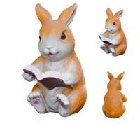 Figuras de conejo genéricas de resina, escultura linda pintada a mano | Estatuilla conejo sentado leyendo un libro, para mesa estante de noche, oficina, alféizar, sala de estar, dormitorio, oficina de