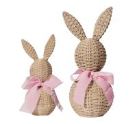 Figuras de conejos 2 Piezas de Resina, Lindas y Rústicas con | Figuras Decorativas y Coleccionables de Conejos de Pascua para Hogar, Oficina, Mesa, Escritorio, Estante, Inauguración, Rosa