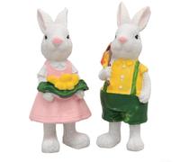 Figuras de Conejos Pareja Resina Detallada Interior | encantador, expresiones adorables, poses juguetonas, para ideal para celebraciones de para pascua, alegría festiva