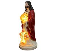 Figuras De Cristo,Decoración Exterior De Resina Con Luces LED,Decoración de Jesús para Exteriores, Estatuas Católicas - Para Jardín, Patio, , Porche, Césped, Hogar, Dormitorio, Salón, Oficina, Casa Ru