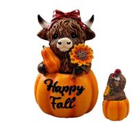 Figuras de , decoración de pasillo de resina de Acción de Gracias | Estatua de vaca de resina otoñal para dormitorio, pasillo, chimenea, mesa de café, estantería, alféizar de ventana