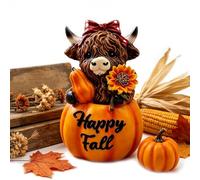 Figuras de , decoración de resina de calabaza de Acción de Gracias | Estatua de vaca de resina otoñal para pasillo, chimenea, estantería, escritorio, sala de estar, dormitorio