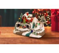 Figuras de decoración navideñas Avilia: Casa de algodón de azúcar de Navidad animada con luces LED